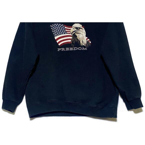 Croft and Barrow Pullover Sweat Shirt Small Embroidered American Eagle & Flag - Picture 5 of 7